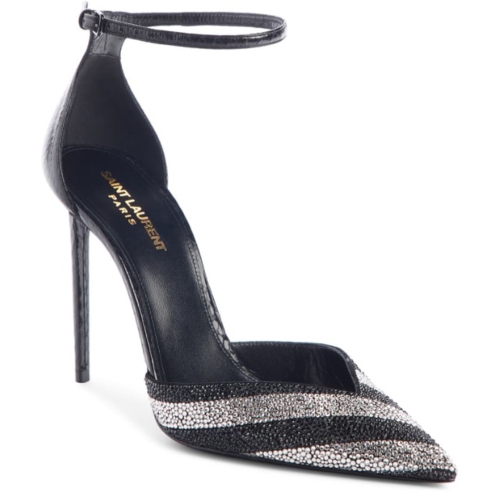 RARE $1795 Saint Laurent Genuine Snakeskin Crystal - Picture 2 of 13